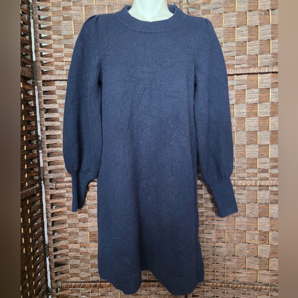 Madwell 100% Cashmere Women's Navy Long-Sleeve Knit Sweater Dress